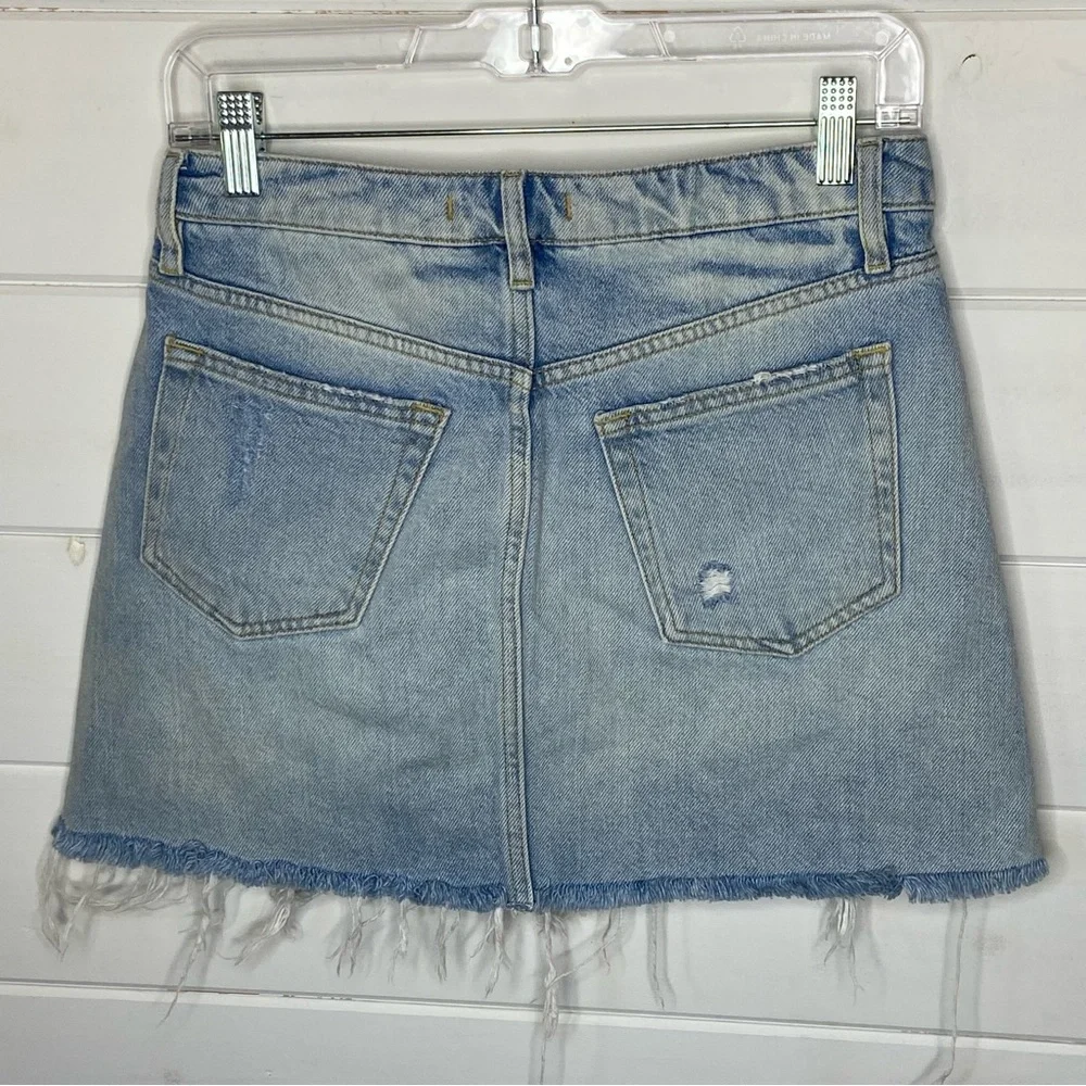 Free People We the Free Jean Mini Skirt XS Button Fly Cotton Distressed Denim